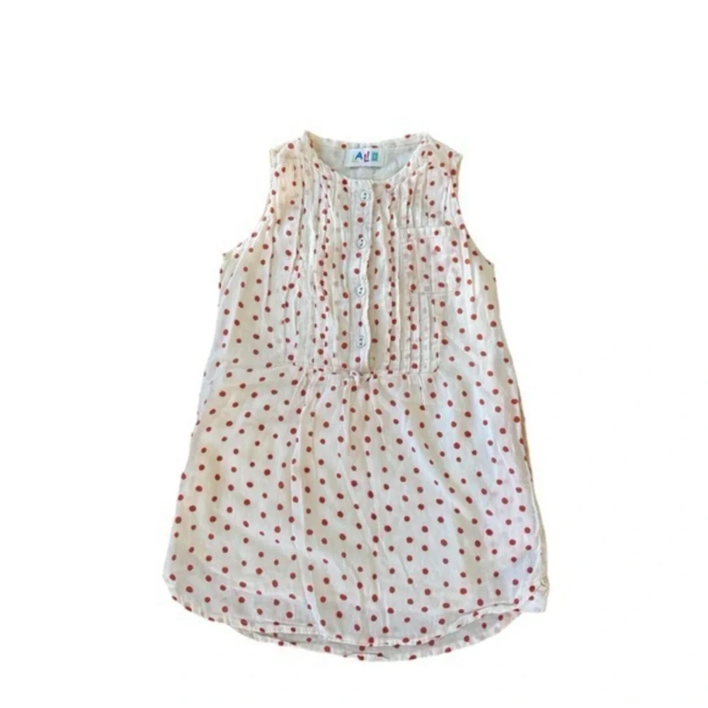 LALI Polkadot Cream & Red Pintuck Dress‎ 3T